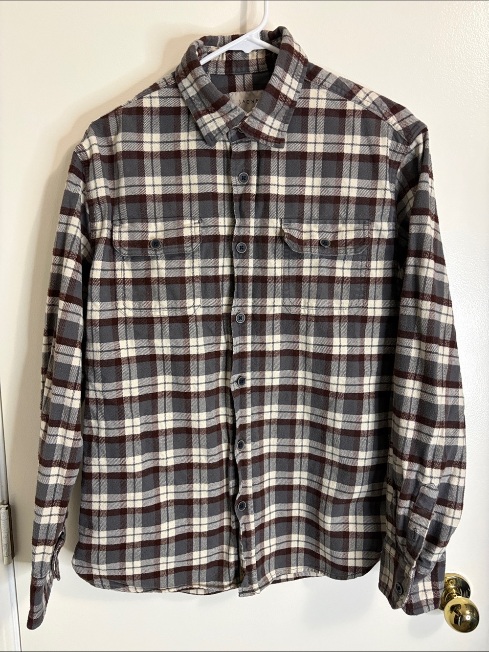 Jachs Men's Plaid Button-Down Shirt - Brown, Gray & Cream